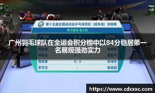 广州羽毛球队在全运会积分榜中以84分稳居第一名展现强劲实力