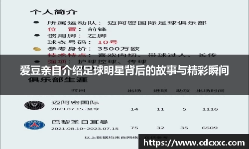 爱豆亲自介绍足球明星背后的故事与精彩瞬间